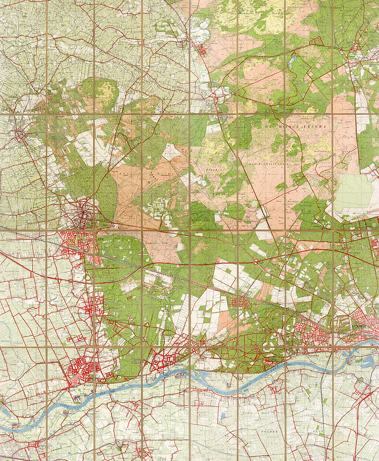 Afbeelding van het boek Topografische kaart van de secties 32H Ede, 33C Hoenderlo, 39F Wageningen en 40A Oosterbeek (1957)