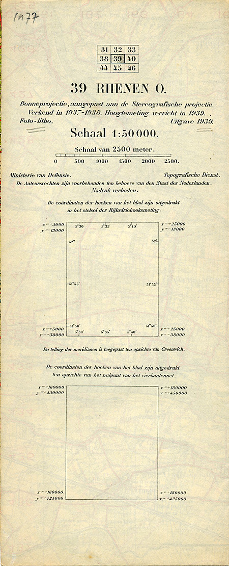 Afbeelding van het boek Topografische kaart 39 Rhenen O. (1939)