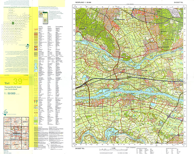 Afbeelding van het boek Topografische kaart 39 Oost Tiel. Topografische kaart van Nederland 1:50.000. Uitgave 2007